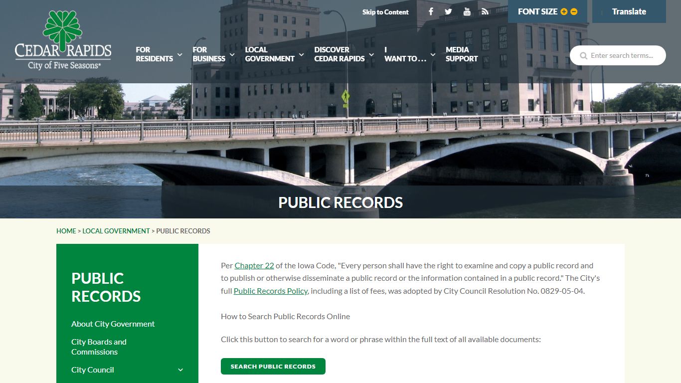 Public Records - Cedar Rapids, Iowa